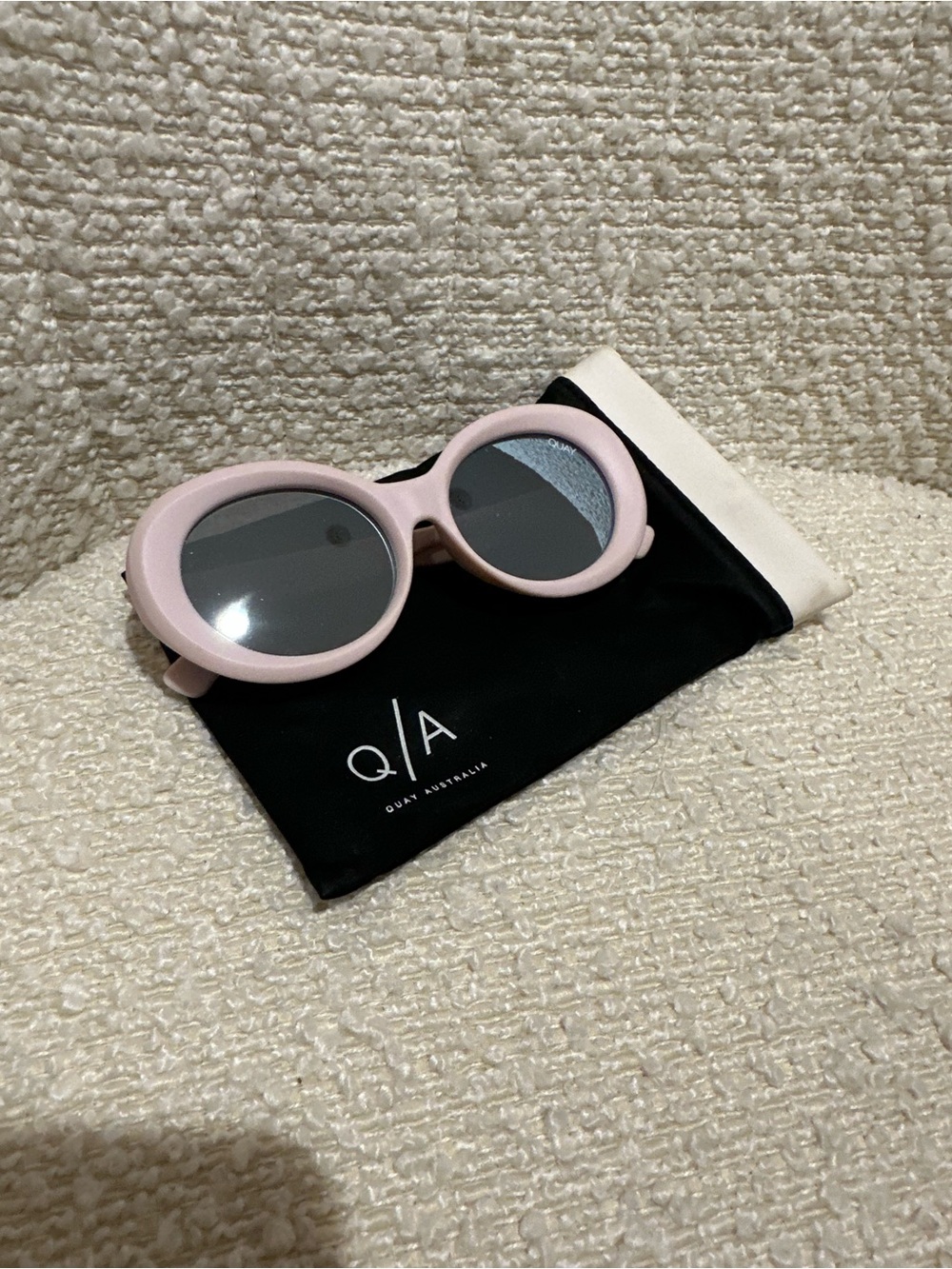 Quay Australia Baby Pink Oval Sunglasses
